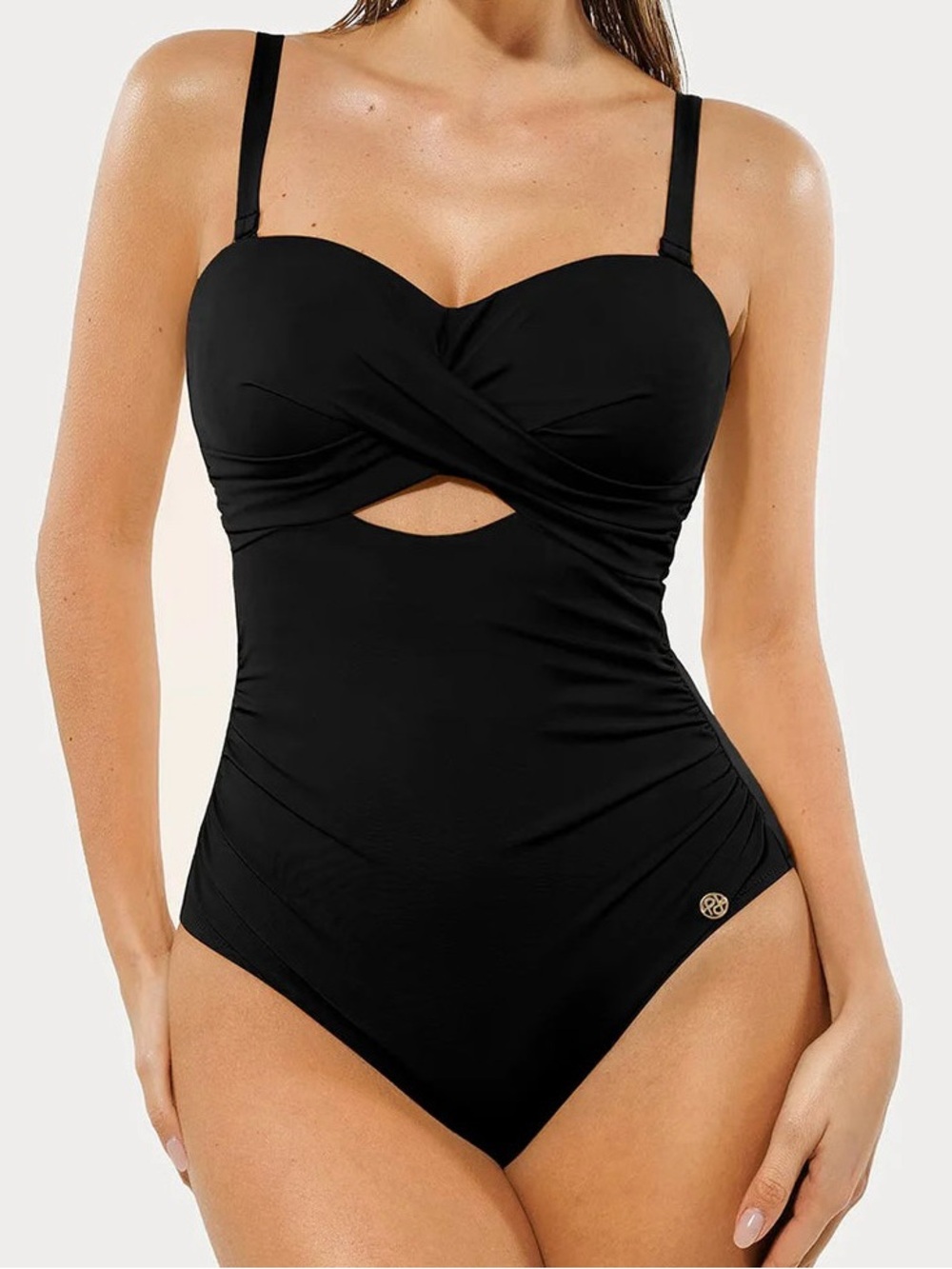 Twist & Shirred Sculpting One-Piece with Removable Straps